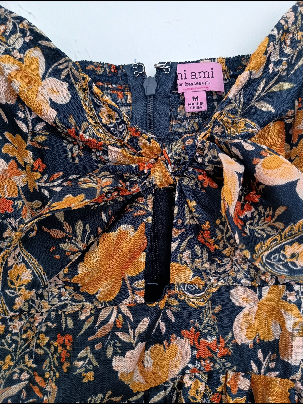Floral Spaghetti-Strap Maxi Dress in Mustard and Black - Picture 5 of 13